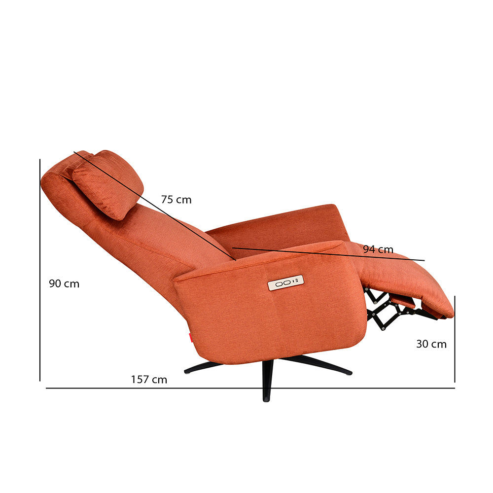 Archie 1 Seater Electric Recliner (Rust)