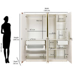 Phoenix 4 Door Wardrobe with Mirror and LED Light (Beige)