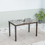 Adrian 4 Seater Marble Top Finish Dining Table (Dark Walnut)