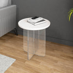 Albus Acrylic Base Side Table (Cream)