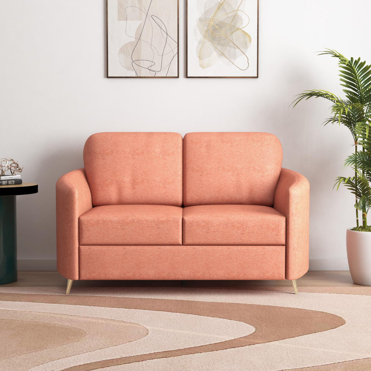 Arch 2 Seater Fabric Sofa (Rust)