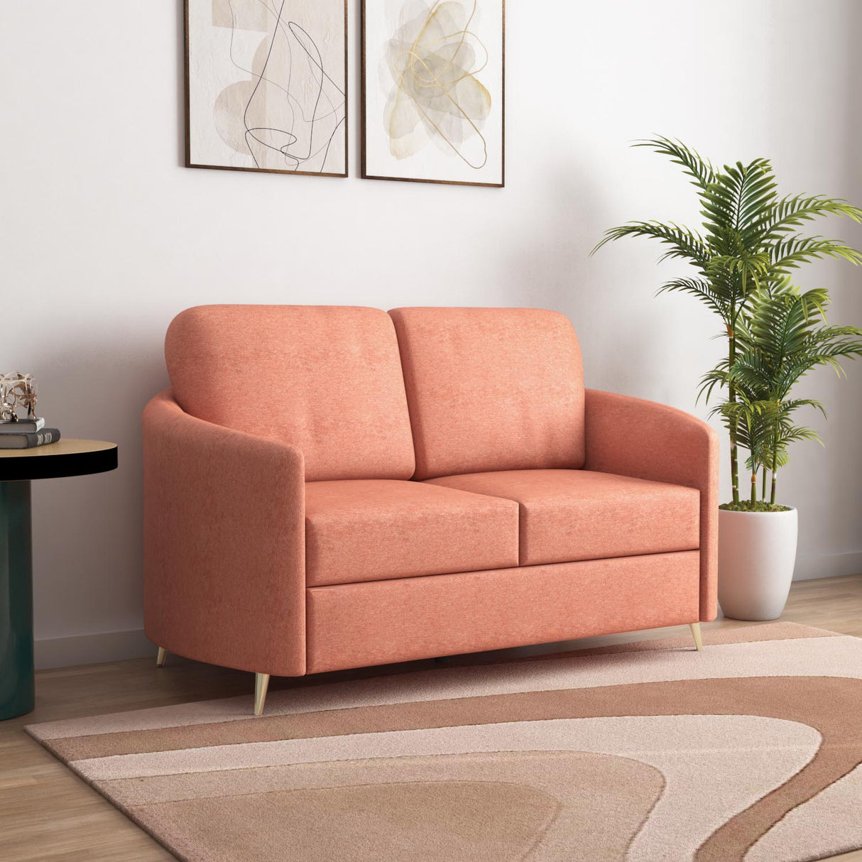 Arch 2 Seater Fabric Sofa (Rust)