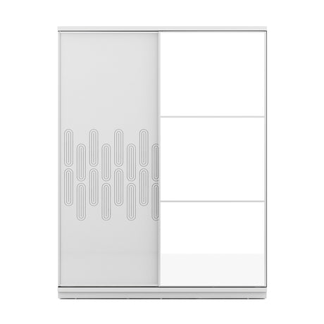 Agnes 2 Door Sliding Wardrobe with Mirror (White)