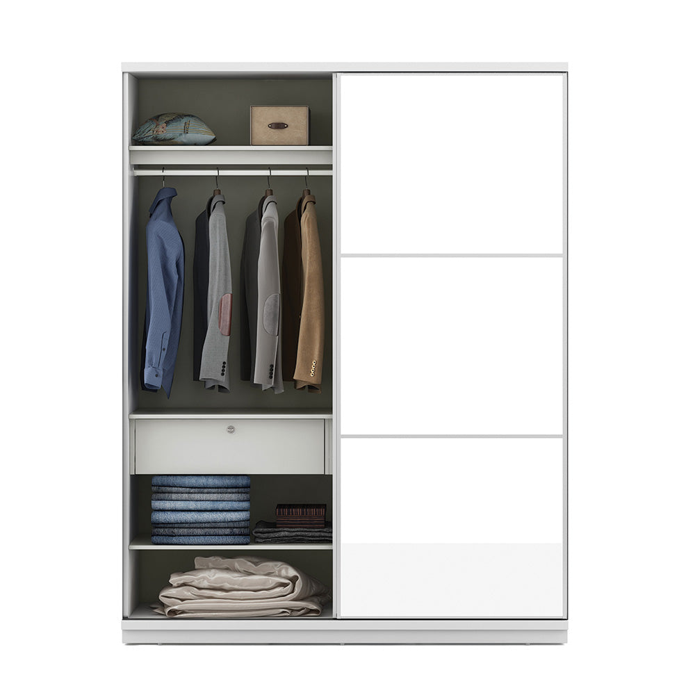 Agnes 2 Door Sliding Wardrobe with Mirror (White)