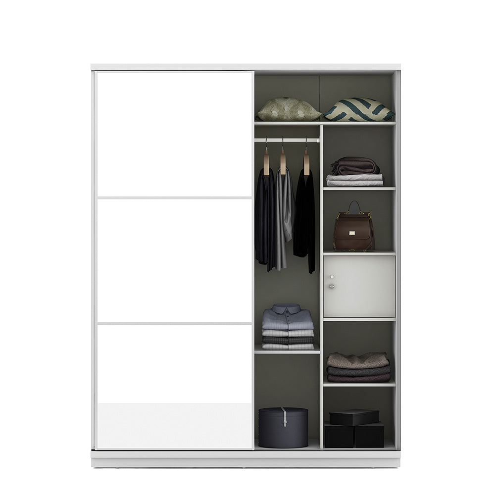 Agnes 2 Door Sliding Wardrobe with Mirror (White)