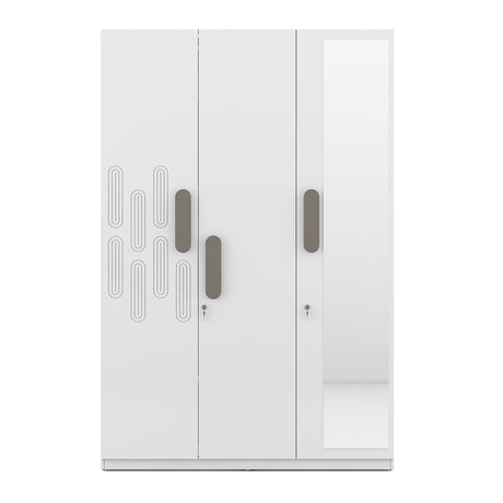 Agnes 3 Door Sliding Wardrobe with Mirror (White)