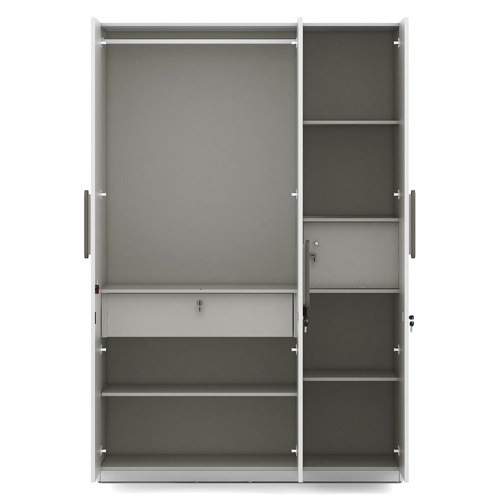 Agnes 3 Door Sliding Wardrobe with Mirror (White)