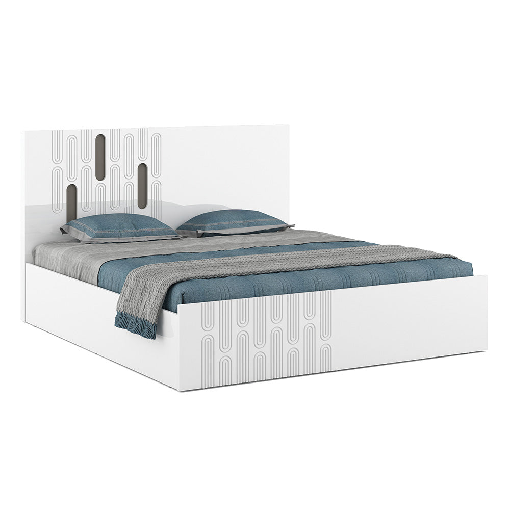 Agnes King Bed with Hydraulic Storage (White)