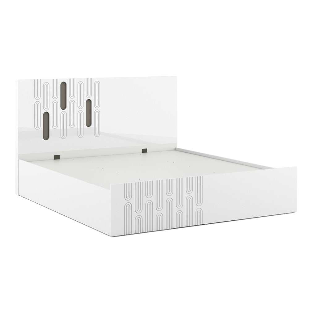 Agnes King Bed with Hydraulic Storage (White)