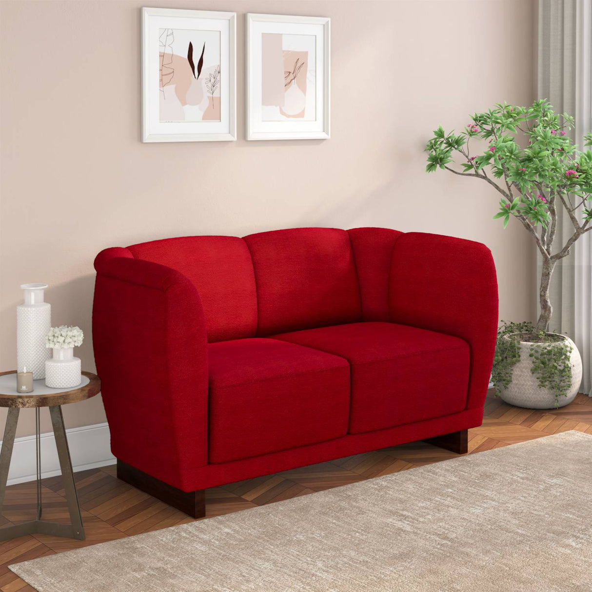 Arias by Lara Dutta Amora 2 Seater Sofa (Wine Red)