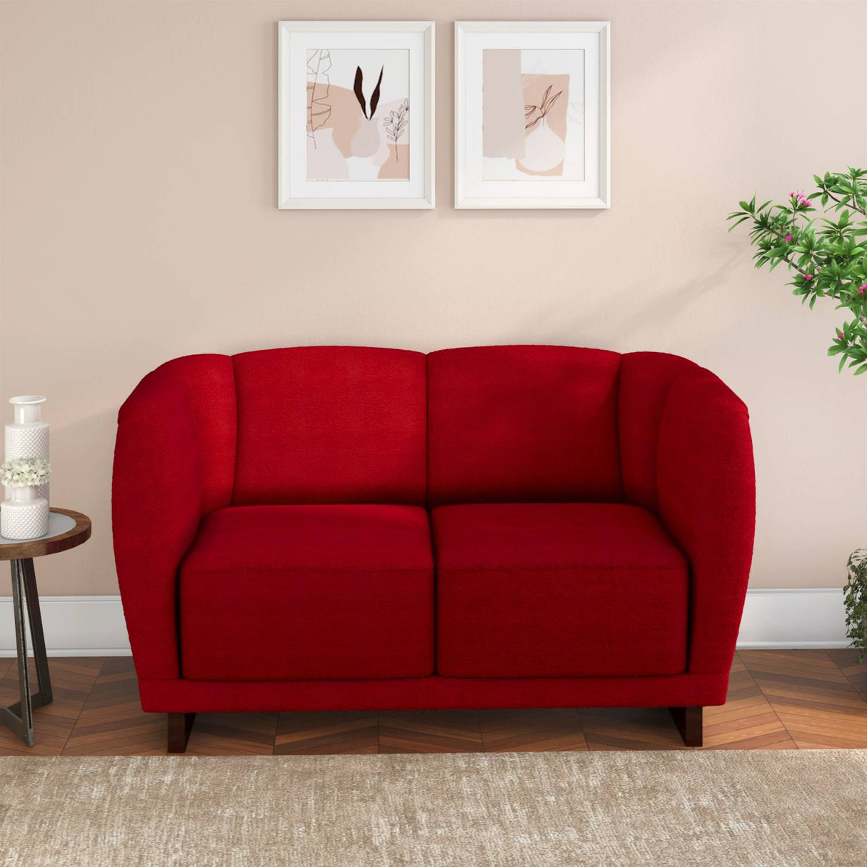 Arias by Lara Dutta Amora 2 Seater Sofa (Wine Red)