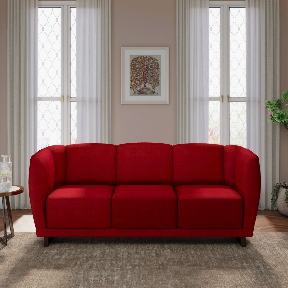 Nilkamal Arias by Lara Dutta Amora 3 Seater Sofa (Wine Red)