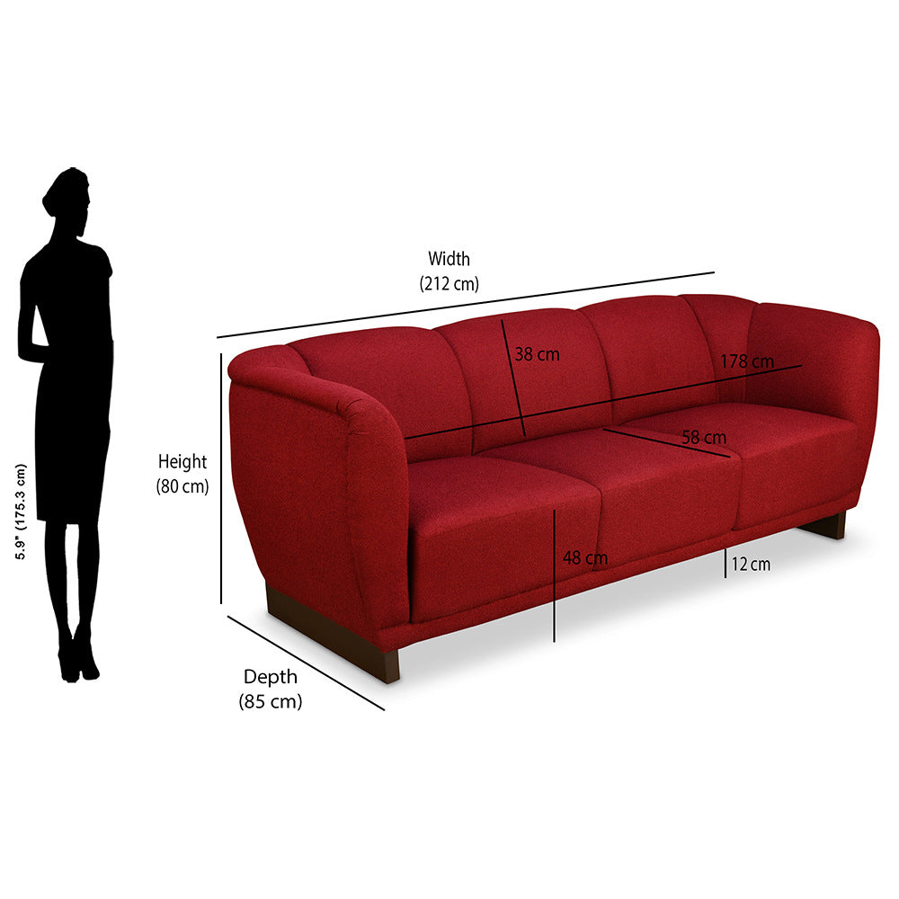 Arias by Lara Dutta Amora 3 Seater Sofa (Wine Red)