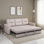 Boxton Fabric 3 Seater Sofa Cum Bed With Side Pockets (Light Brown)