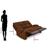 Matt 2 Seater Recliner Sofa with Cup Holder (Cocoa)