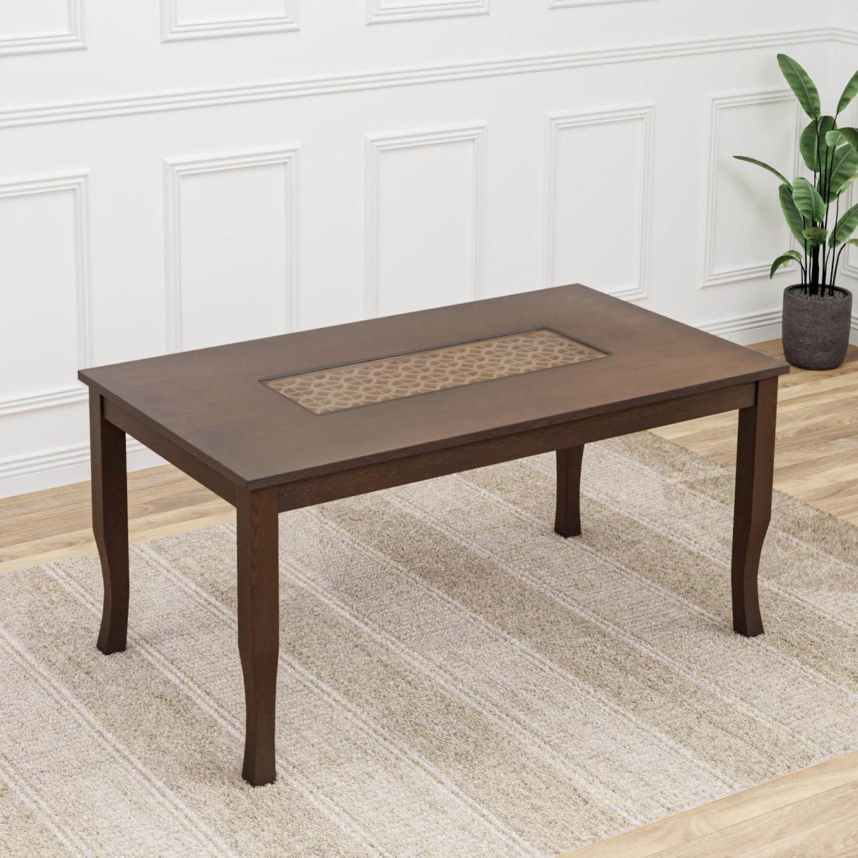 Camilla 6 Seater Dining Table (Dark Walnut)