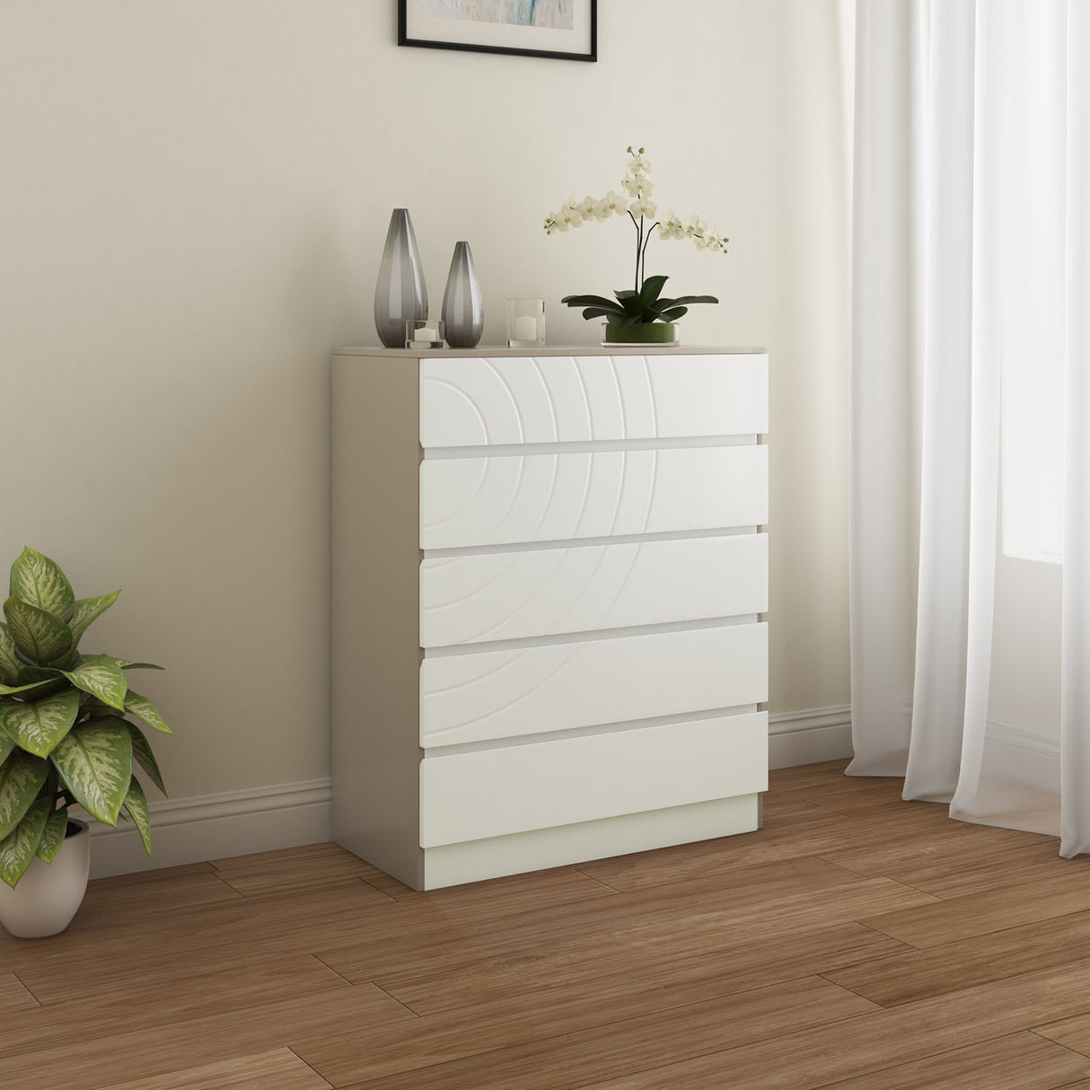 Cassini Chest Of 5 Drawers (White)