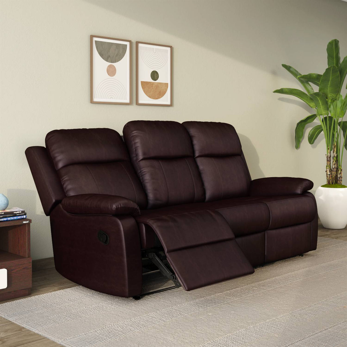 Nilkamal Carolina 3 Seater Sofa with 2 Recliners (Brown)