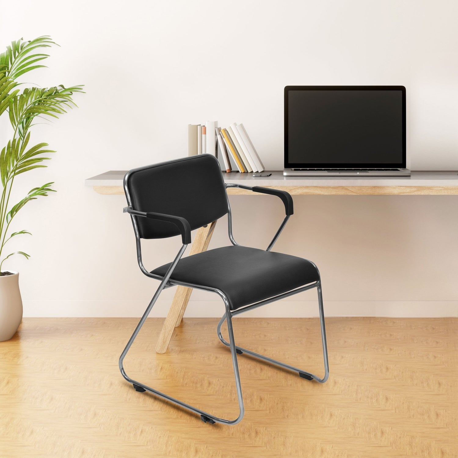 Contract 01 with Arm Visitor Chair (Black)