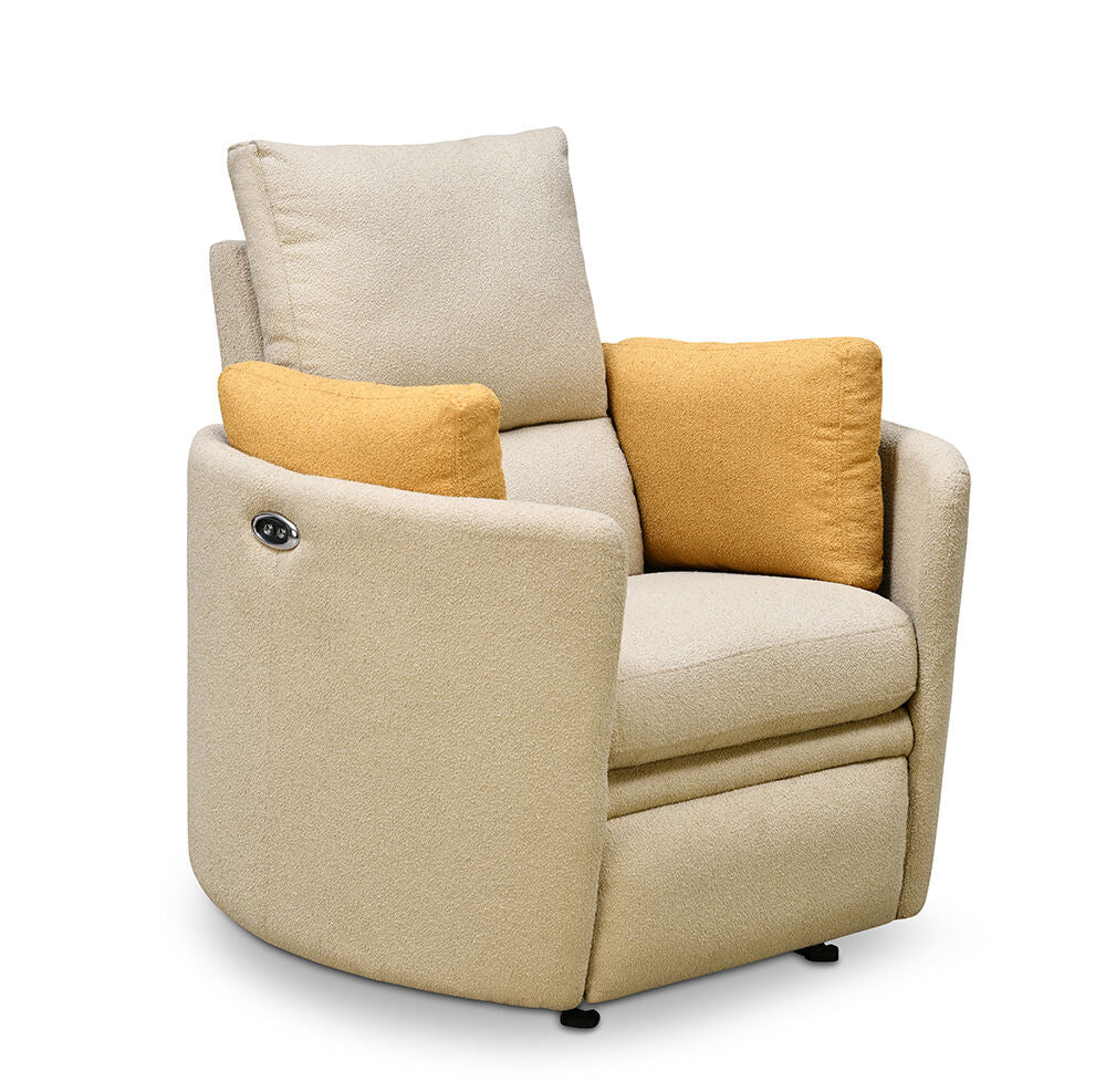 Arias by Lara Dutta Cherish 1 Seater Electric Rocker Recliner with Cushions (Sand Beige)