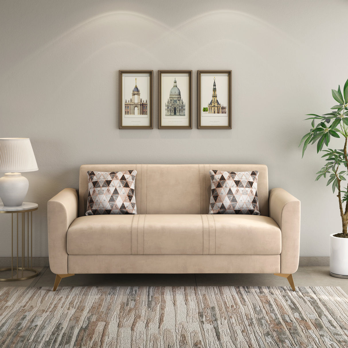 Cooper 3 Seater Fabric Sofa (Beige)