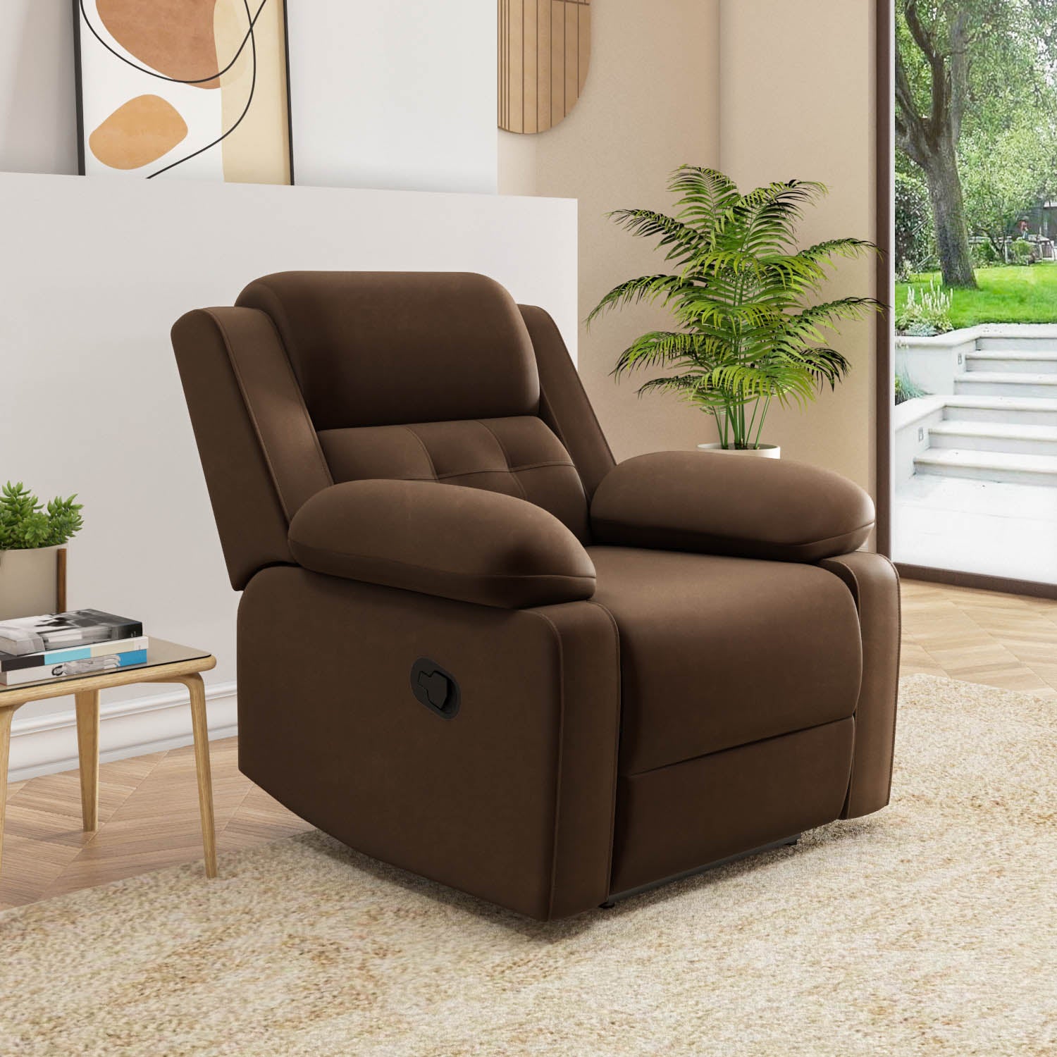 Derik 1 Seater Manual Recliner (Brown)