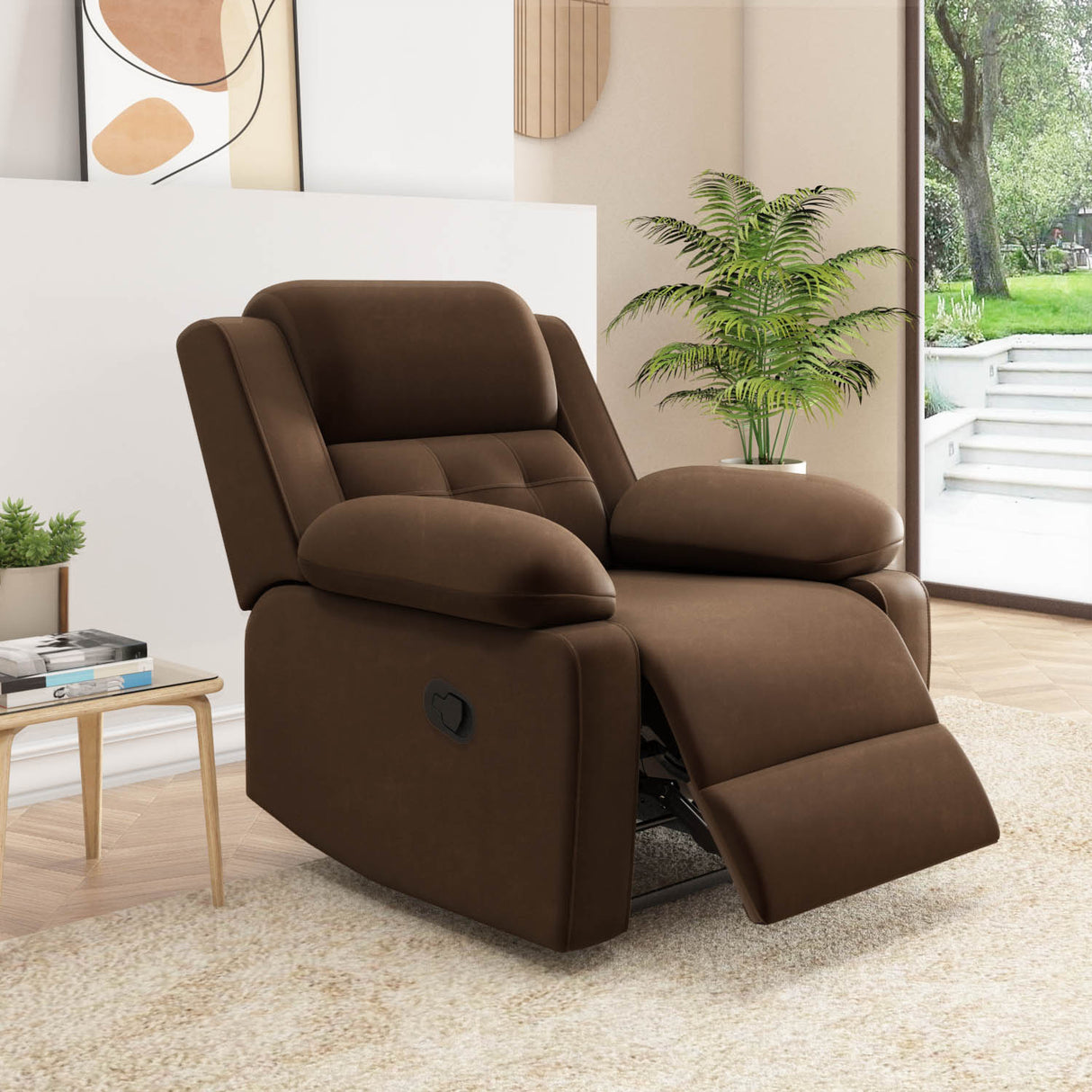 Derik 1 Seater Manual Recliner (Brown)