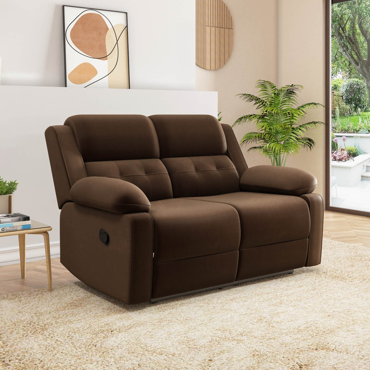 Derik 2 Seater Manual Recliner (Brown)