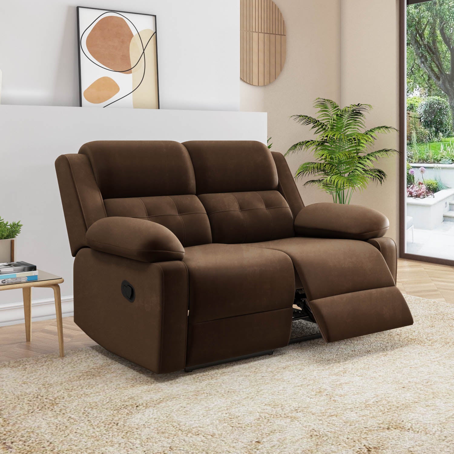 Derik 2 Seater Manual Recliner (Brown)