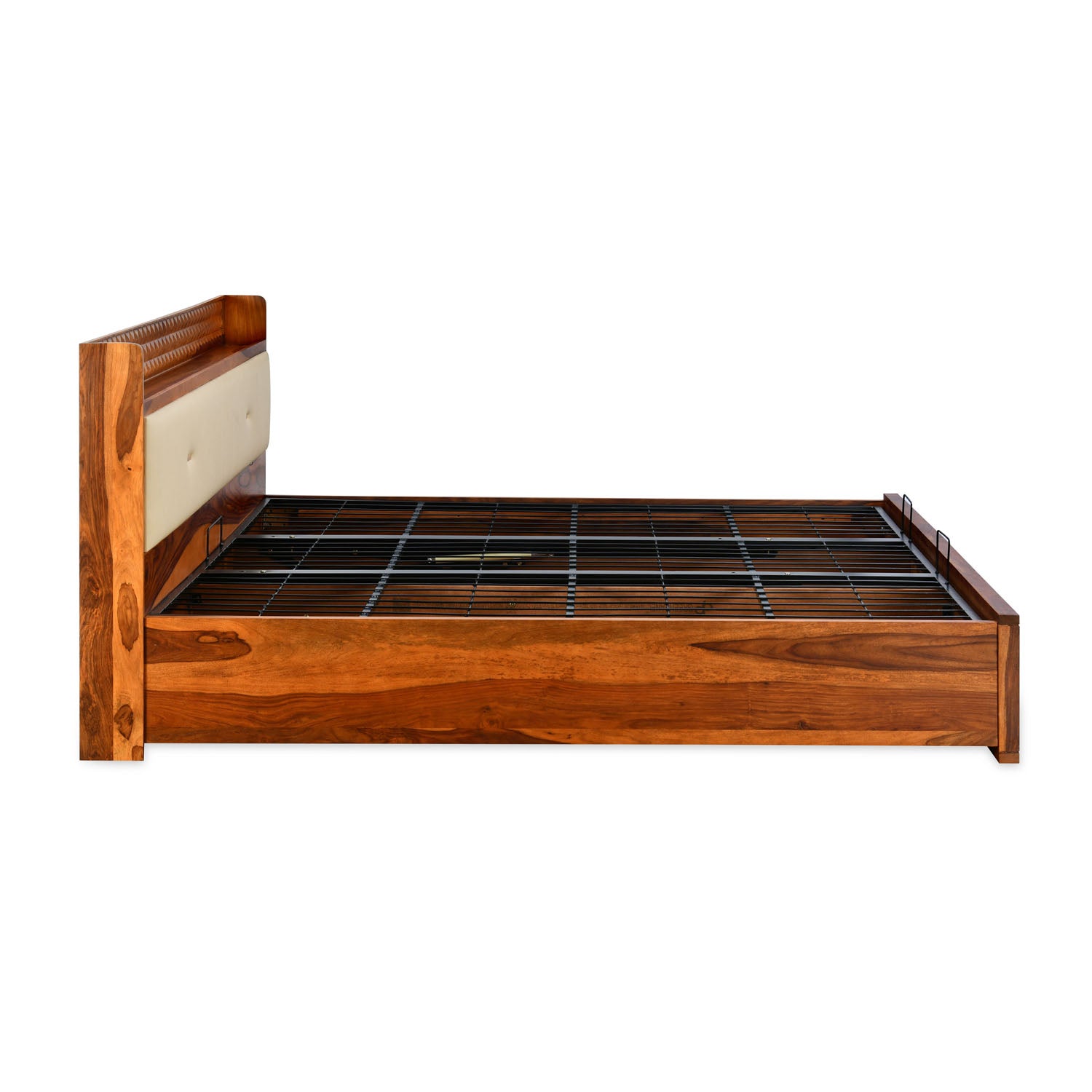 Dewsbury Solid Wood King Bed with Hydraulic Storage (Walnut)