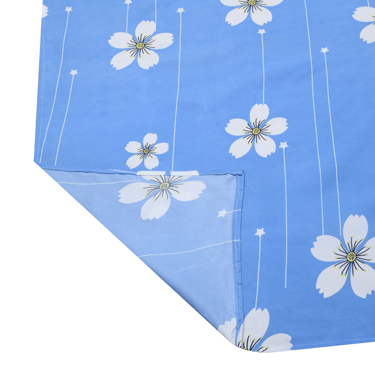 Ammara Floral Polyester Double Bedsheet with 2 Pillow Covers (Sky Blue)