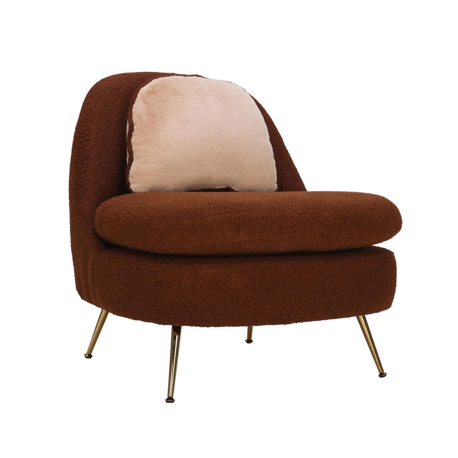 Cushy 1 Seater Fabric Chair With Cushion (Brown)