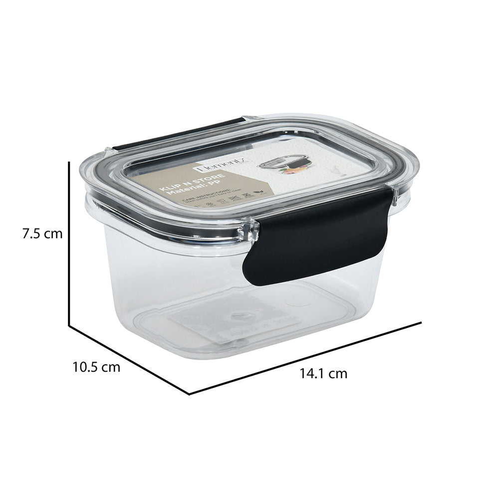 Klip N Store Rectangular 450 ml Storage Container (Black)