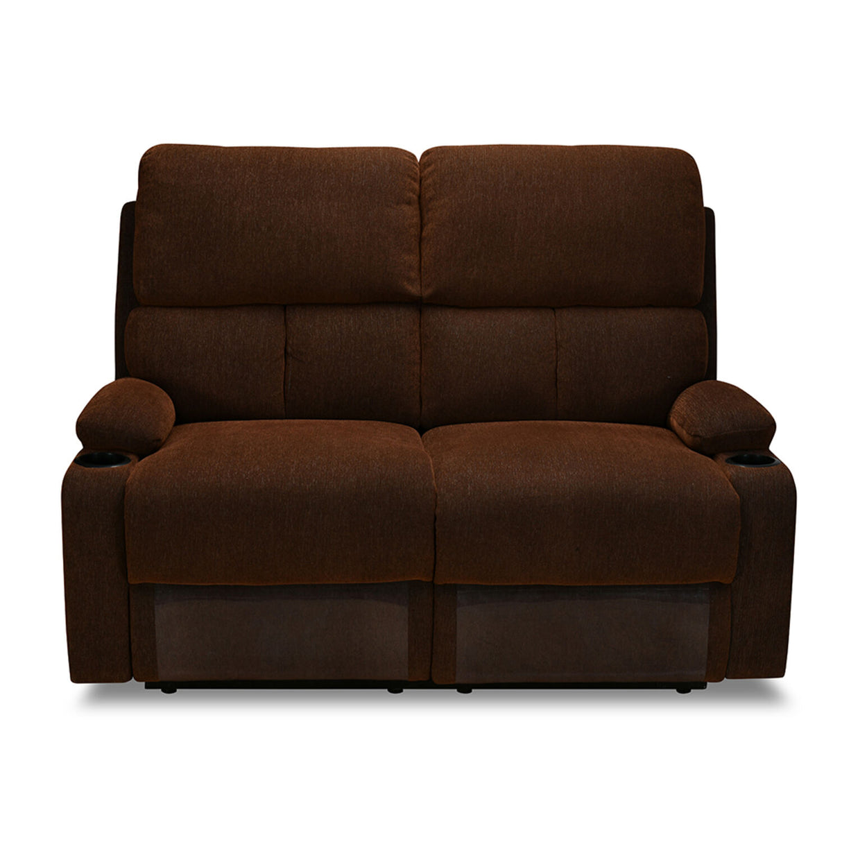 Matt 2 Seater Recliner Sofa with Cup Holder (Cocoa)