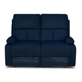 Matt 2 Seater Recliner Sofa with Cup Holder (Blue)