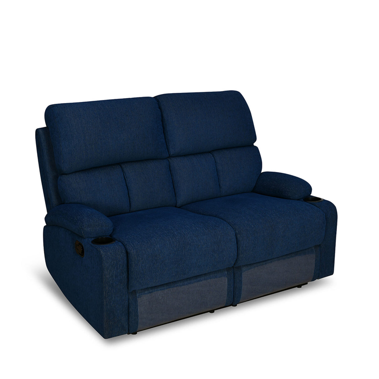 Matt 2 Seater Recliner Sofa with Cup Holder (Blue)