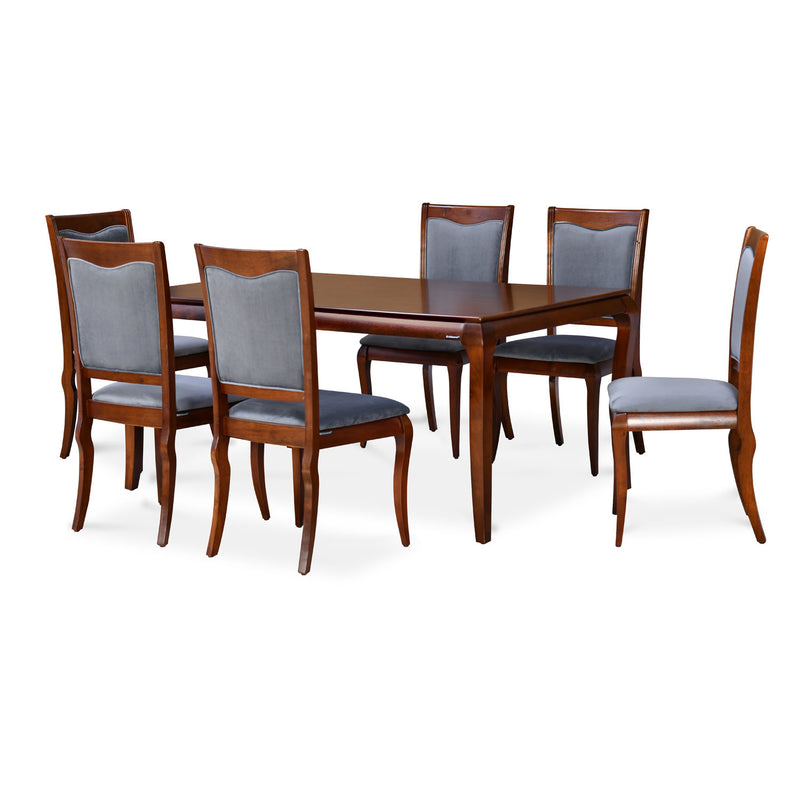 Steak 6 Seater Dining Set (Brown)