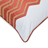 Amelia Zigzag Tafetta Fabric 16" x 16" Cushion Cover (Beige & Rust)