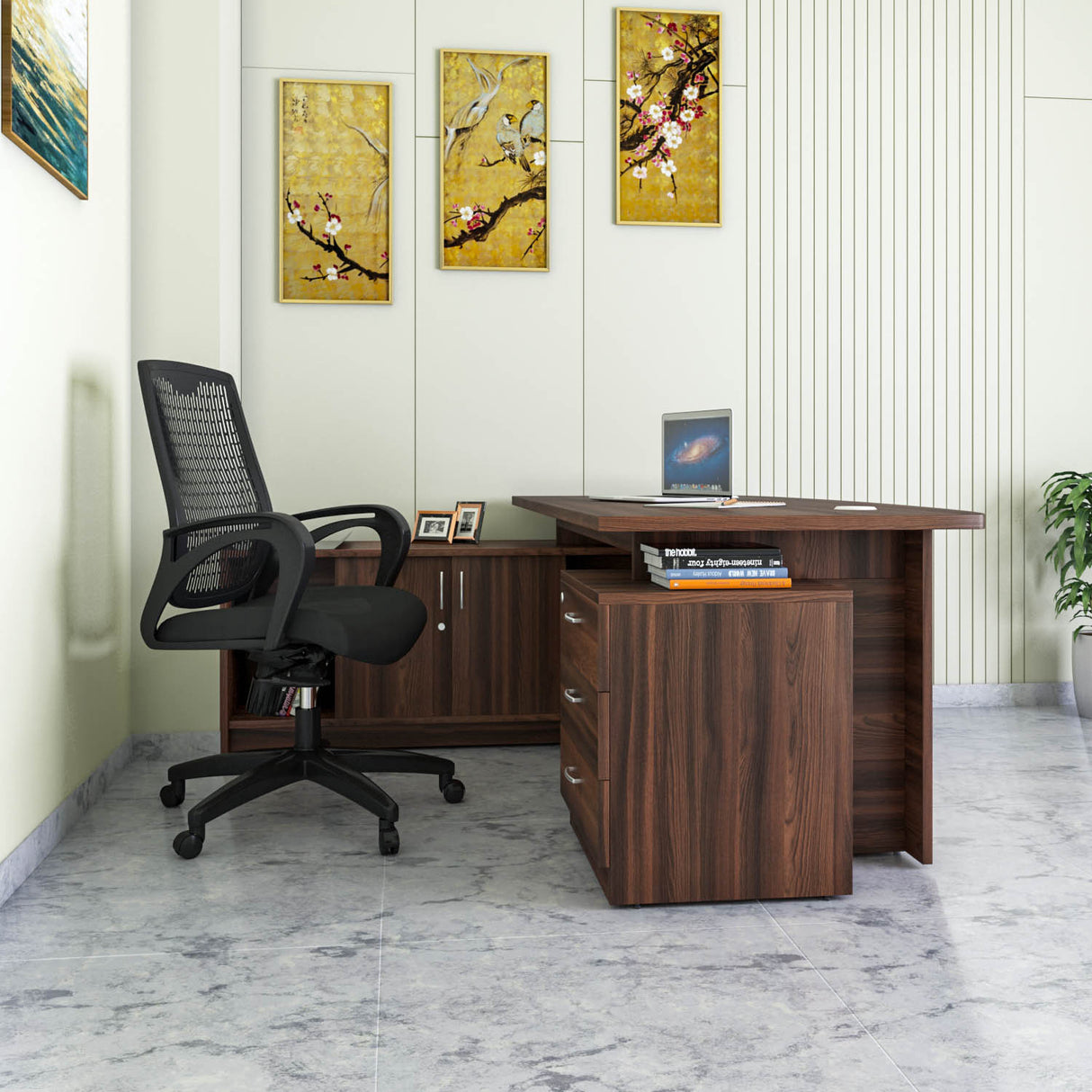 Nilkamal Elegant Neo Office Table (Walnut)