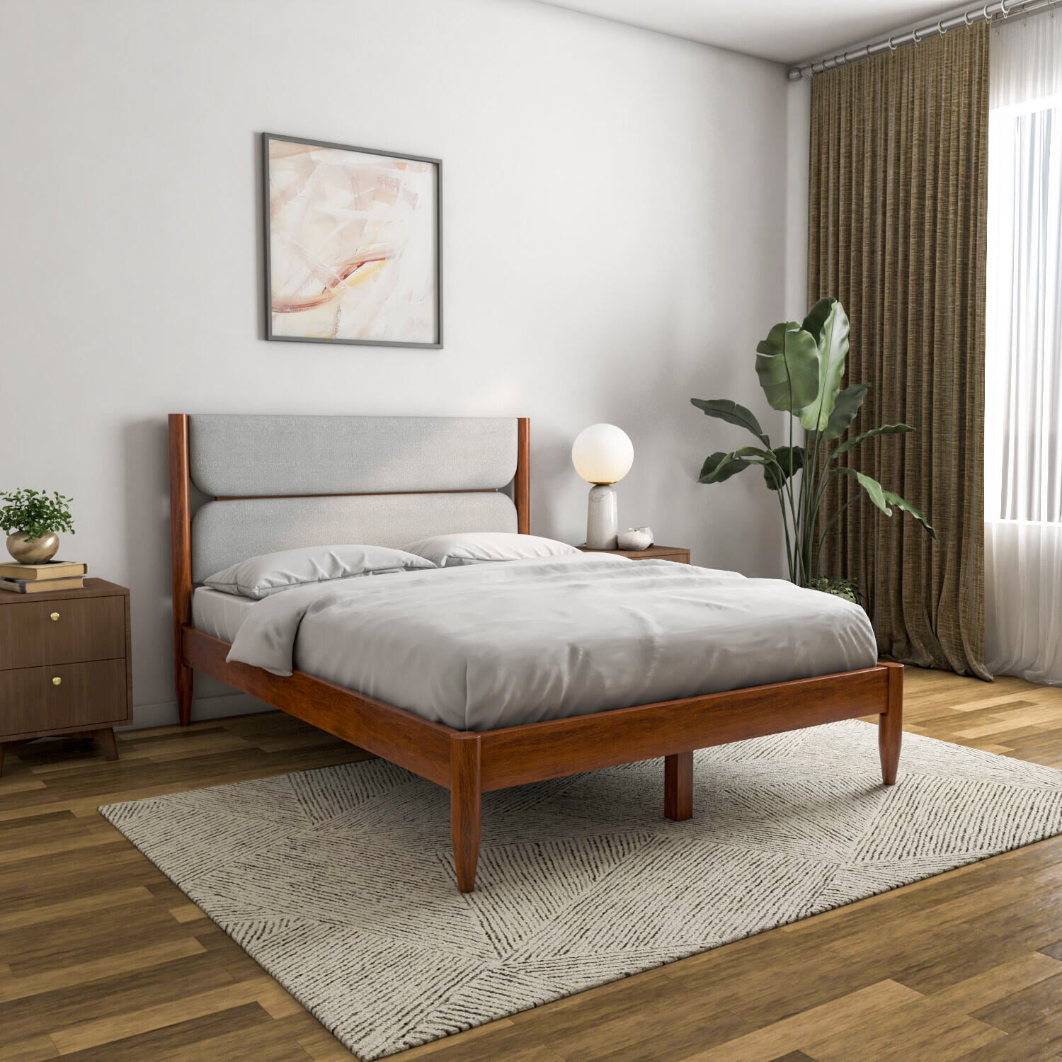 Emica King Bed Without Storage (Antique Cherry & Grey)