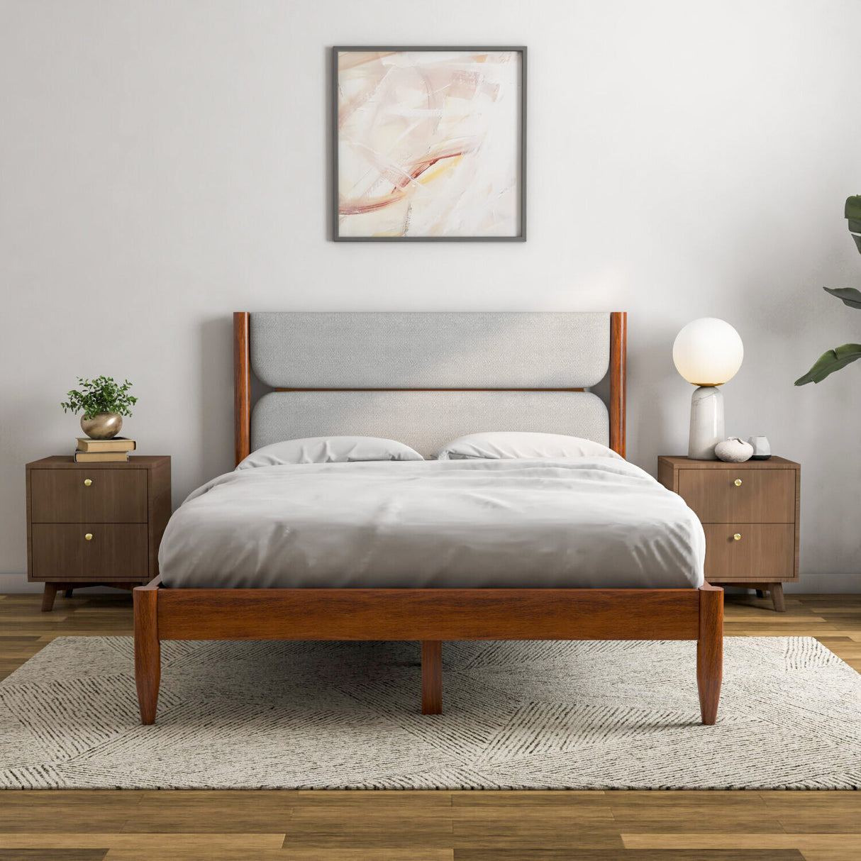 Emica King Bed Without Storage (Antique Cherry & Grey)