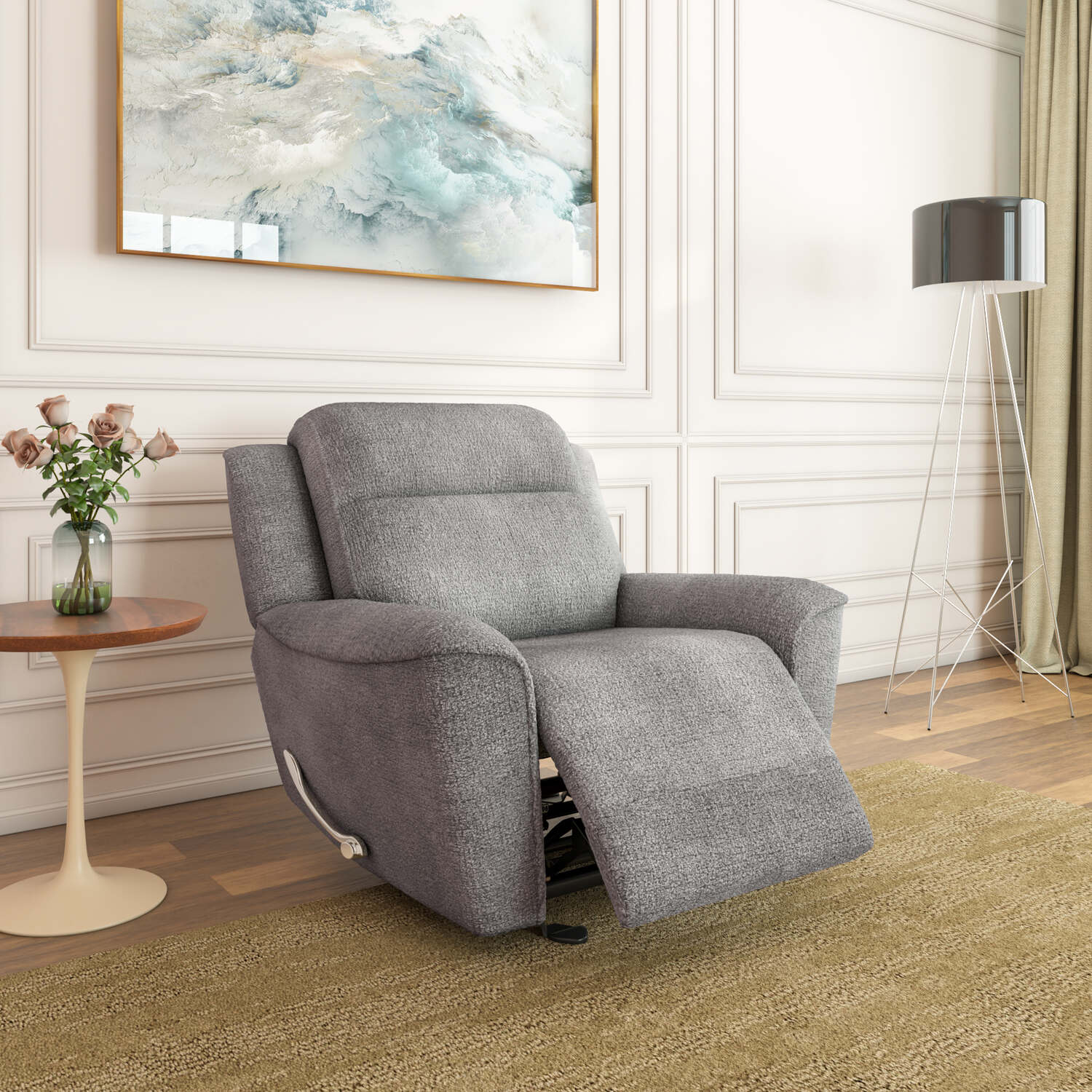 Favian 1 Seater Rocker Recliner Sofa (Grey)