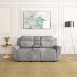 Favian 2 Seater Rocker Recliner Sofa With Console (Grey)