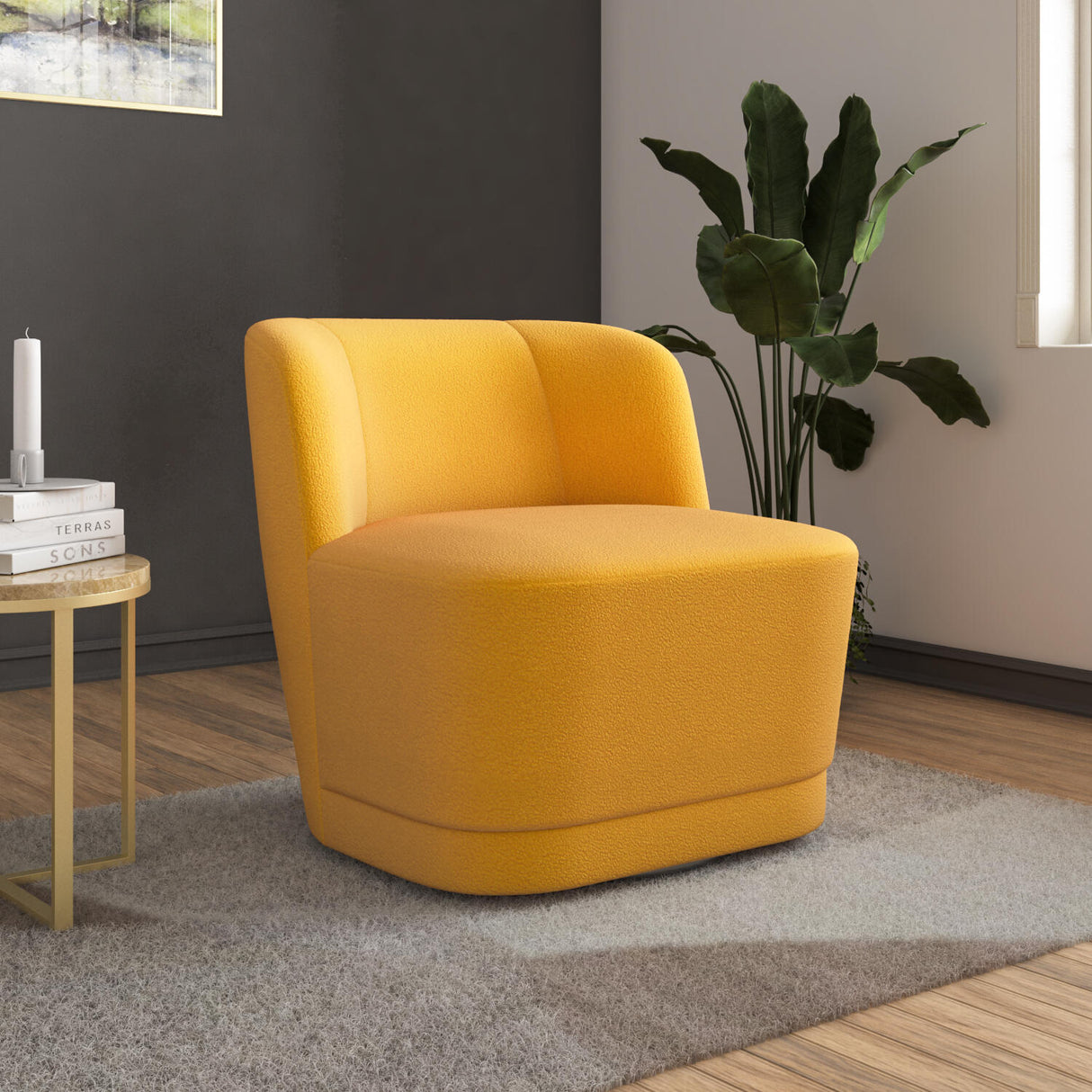 Fender 1 Seater Swivel Base Fabric Chair (Mustard)