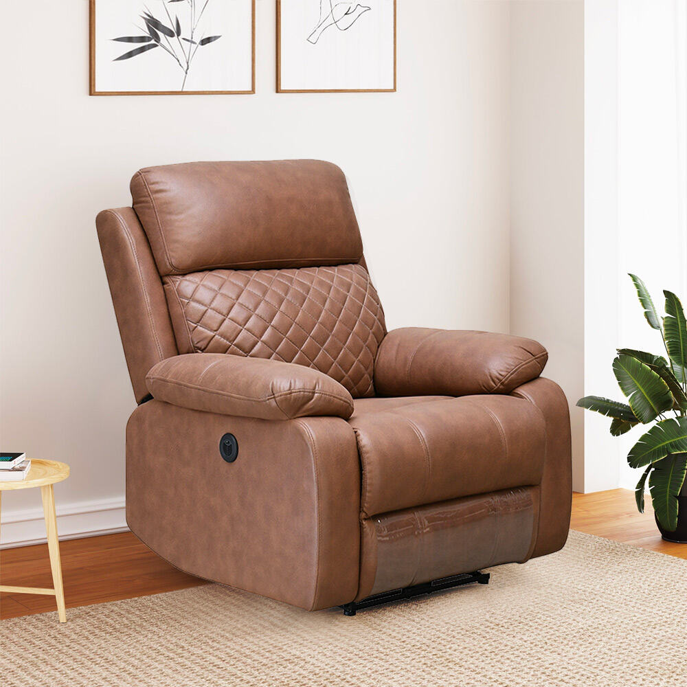 Nashville 1 Seater Electric Sofa Recliner (Brown)