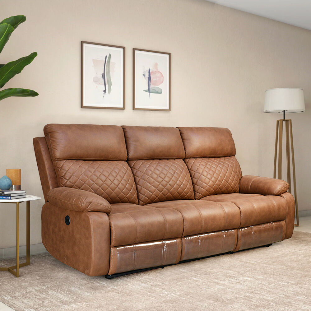 Nashville 3 Seater Electric Sofa Recliner (Brown)