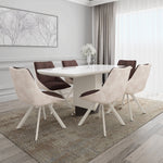 Gavyn 6 Seater Dining Set (White, Brown & Light Grey)