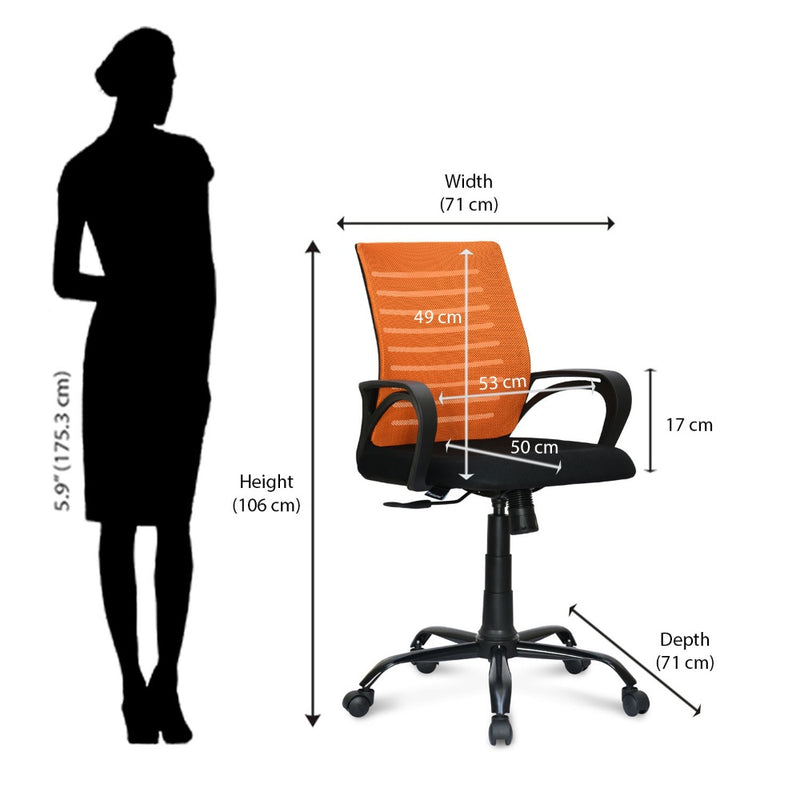 Giza Mid Back Office Chair (Orange & Black)