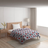 Leaf Design Cotton Single Bed Dohar (Grey & Red)