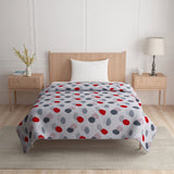 Leaf Design Cotton Single Bed Dohar (Grey & Red)